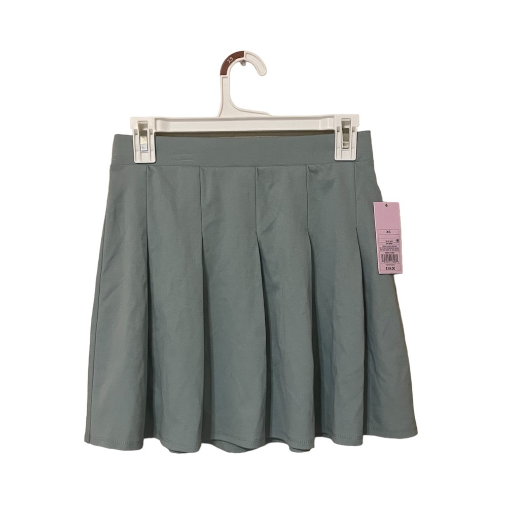 sage green pleaded skirt